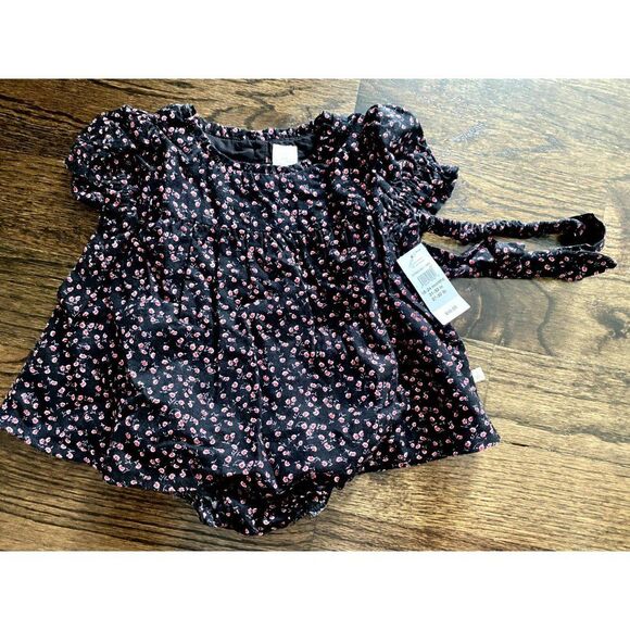NWT Baby Gap Black Floral Three Piece Outfit Set - 18-24Mths - Picture 2 of 5